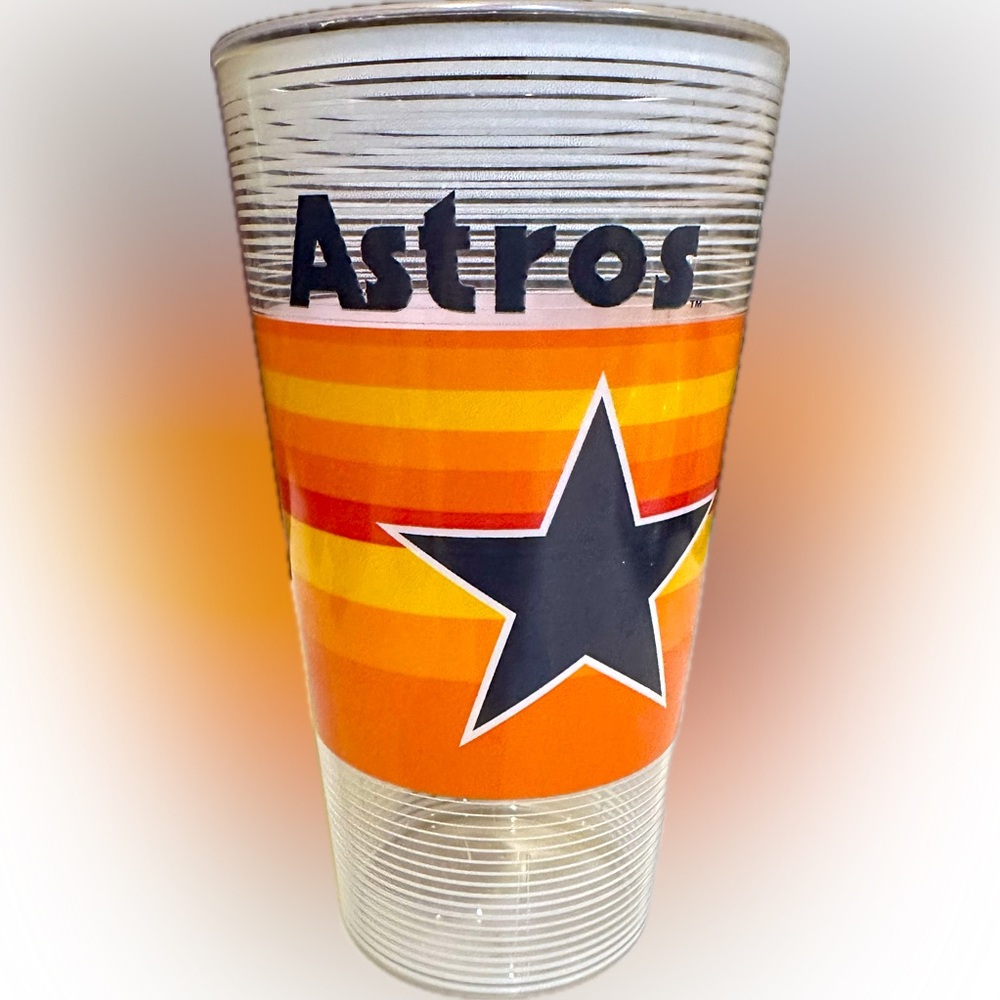 ASTROS MLB BASEBALL GAME DRINK BAR BEVERAGE CUP TUMBLER BEER SODA STRIPED 24OZ